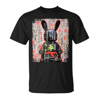 Cyberpunk Rabbit Japanese Futuristic Rabbit Samurei T-Shirt - Geschenkecke