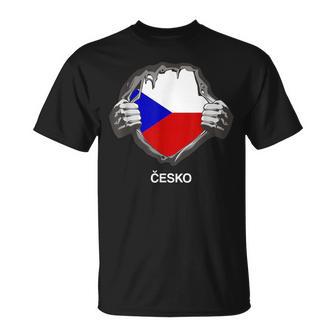 Czech Flag Cesko Heart Pride Roots T-Shirt - Seseable