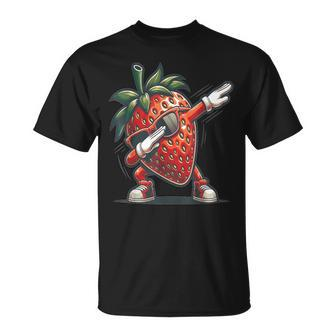 Dab Strawberry Dancing Dabbing Strawberry Fruit T-Shirt - Seseable