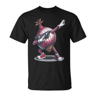 Dab Zwiebel Tanzende Dabbing Zwiebel Frucht Mit Sonnenbrille T-Shirt - Geschenkecke