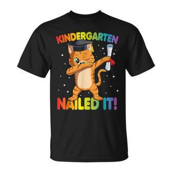 Dabbing Cat Kindergarten Nailed It Graduation Class 2021 T-Shirt - Monsterry CA