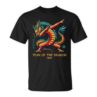 Dabbing Dragon Chinese New Year Of The Dragon 2024 T-Shirt - Thegiftio UK