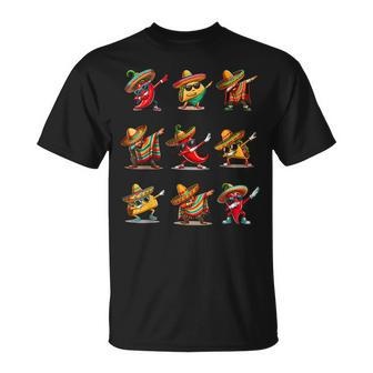 Dabbing Mexican Poncho Taco Cinco De Mayo Fiesta Boy Dab T-Shirt - Seseable