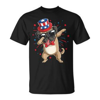 Dabbing Pug 4Th Of July Usa American Flag T-Shirt | Mazezy