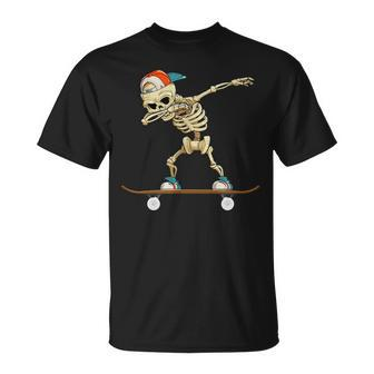 Dabbing Skeleton Skater Black T-Shirt - Seseable