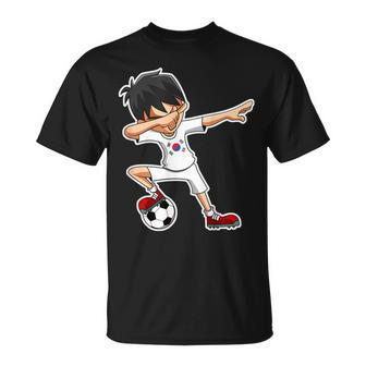 Dabbing Soccer Boy South Korea Korean Flag Jersey T-Shirt - Monsterry