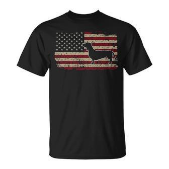 Dachshund America Flag Patriotic Weiner Dog T-Shirt | Mazezy