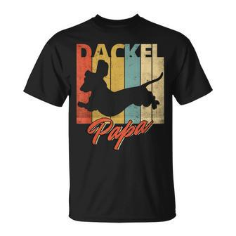 Dachshund Daschel Papa Dachshund Dog Retro Vintage  T-Shirt - Seseable