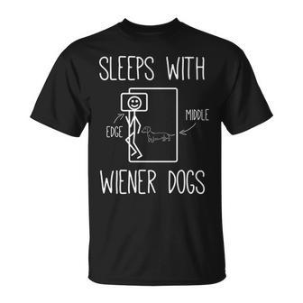 Dachshund Mom Lover Sleeps With Wiener Dogs T-Shirt | Mazezy