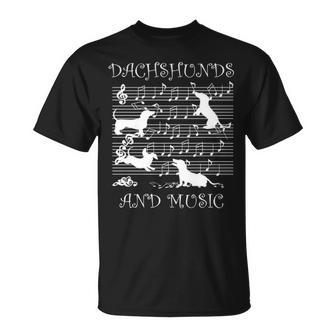Dachshund Music Notes Musician Clef Piano T-Shirt | Mazezy UK
