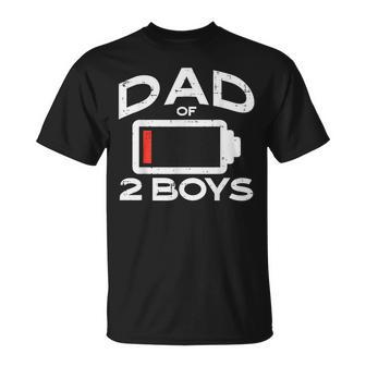 Dad Of 2 Boys Low Battery Fathers Day Daddy Papa Men T-Shirt - Monsterry UK