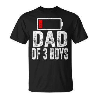 Dad Of 3 Boys Low Battery From Son Father's Day Birthday T-Shirt - Monsterry DE