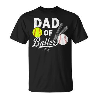 Dad Of Ballers Dad Of Baseball And Softball Father Day T-Shirt - Thegiftio UK
