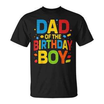Dad Of The Birthday Boy Building Block Birthday Party T-Shirt - Seseable