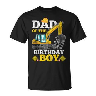 Dad Of The Birthday Boy Construction Birthday Excavator T-Shirt - Monsterry