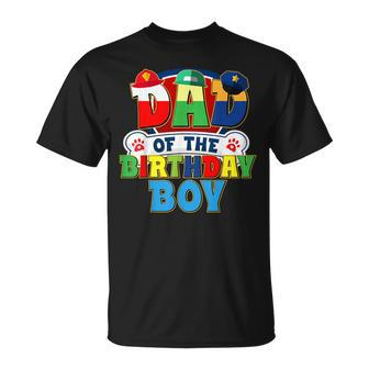 Dad Of The Birthday Boy Dog Paw Family Matching T-Shirt - Thegiftio UK