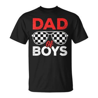 Dad Of Boys Fathers Day Birthday Retro Checkered Racing Dad T-Shirt - Thegiftio UK