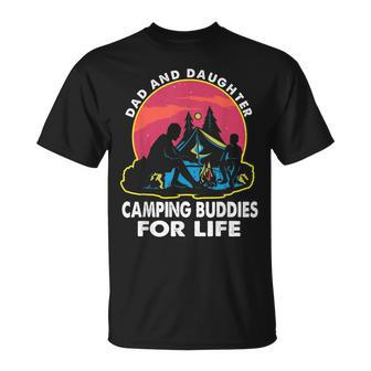 Dad And Daughter Camping Buddies For Life Retro Fathers Day T-Shirt - Monsterry DE