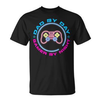 Dad By Day Gamer By Night Video Games Father's Day T-Shirt - Thegiftio UK