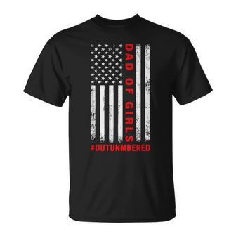 Dad Of Girls Outnumbered Vintage American Flag 4Th Of July T-Shirt - Monsterry DE
