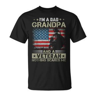 Dad Grandpa Veteran Usa Flag Fathers Day 2024 Veterans T-Shirt - Seseable