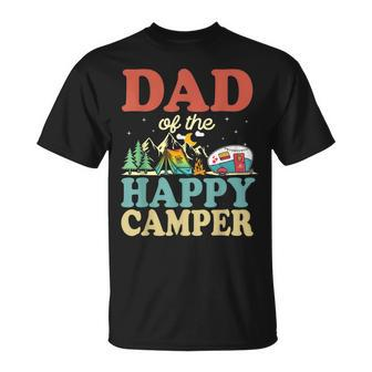 Dad Of The Happy Camper First Birthday Camping Family T-Shirt - Monsterry