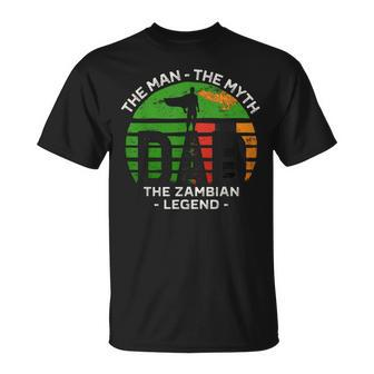Dad The Man The Myth The Zambian Legend Zambia Vintage Flag T-Shirt - Monsterry CA