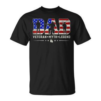 Dad Veteran Myth Legend Fathers Day 4Th Of July Usa Flag Men T-Shirt - Monsterry UK