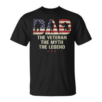 Dad The Veteran Myth Legend Us Flag Fathers Day T-Shirt - Monsterry