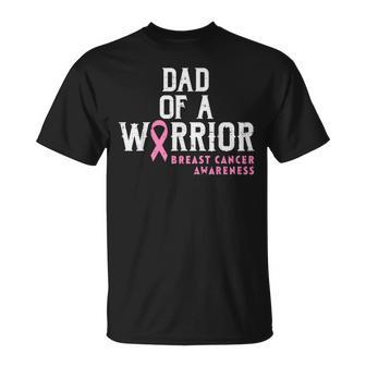 Dad Of A Warrior Breast Cancer Awareness Support Daughter T-Shirt - Monsterry UK