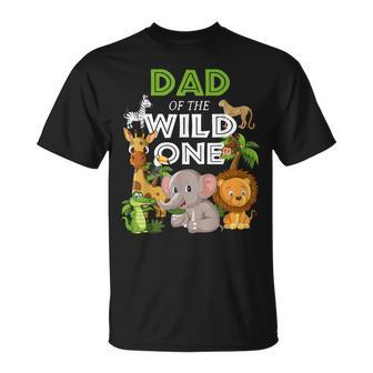 Dad Of The Wild One Zoo Birthday Safari Jungle Animal T-Shirt - Thegiftio UK