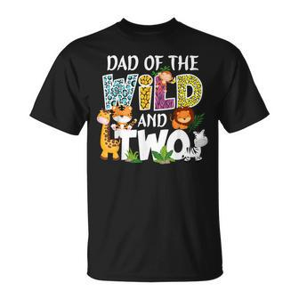 Dad Of The Wild And Two Zoo Safari Jungle Birthday T-Shirt - Thegiftio