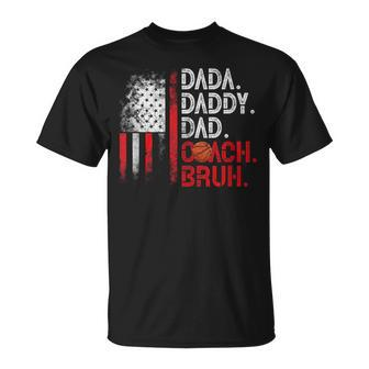 Dada Daddy Dad Coach Bruh Basketball Dad Us Flag Fathers Day T-Shirt - Thegiftio UK