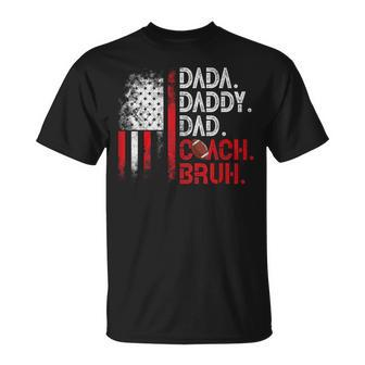 Dada Daddy Dad Coach Bruh Football Dad Usa Flag Fathers Day T-Shirt - Thegiftio UK
