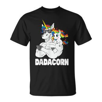 Dadacorn Muscle Unicorn Dad With Baby Daughter Sunglasses T-Shirt - Monsterry AU