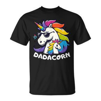 Dadacorn Unicorn Dad And Baby Unicorn Papa Father's Day T-Shirt - Monsterry