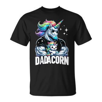 Dadacorn Unicorn Dad And Son Daughter Papa Father's Day T-Shirt - Monsterry DE