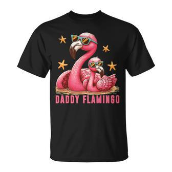 Daddy Flamingo Cute Pink Bird Summer Dad Father's Day T-Shirt - Seseable