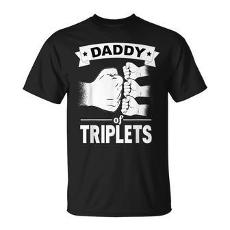 Daddy Of Triplets Dad Pregnancy Announcement Triplets T-Shirt - Monsterry DE