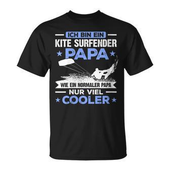 Damen Bin Ein Kite Surfender Papa Wie Ein Normaler Papi Nur Cooler Mit-Ausschnitt T-Shirt - Geschenkecke