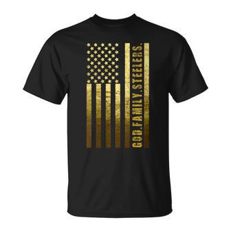 Damen God Family Slers Pro Us Flag Atertag Papa Geschenk Mit-Ausschnitt T-Shirt - Geschenkecke