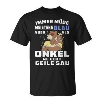 Damen Immer Müde Meistens Blau Onkel Papaatertagater Onkel Mit-Ausschnitt T-Shirt - Geschenkecke