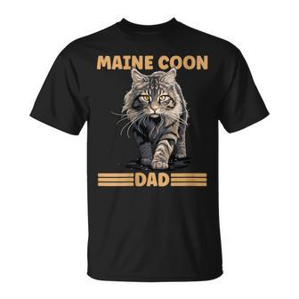 Damen Maine Coon Papa Katzenliebhaber Maine Coon Dad Mit-Ausschnitt T-Shirt - Geschenkecke