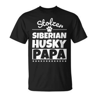 Damen Stolzer Siberian Husky Papa Mit-Ausschnitt T-Shirt - Geschenkecke