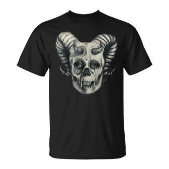 Dämonenschädel Demon Skull Totenkopf Teufel T-Shirt - Seseable