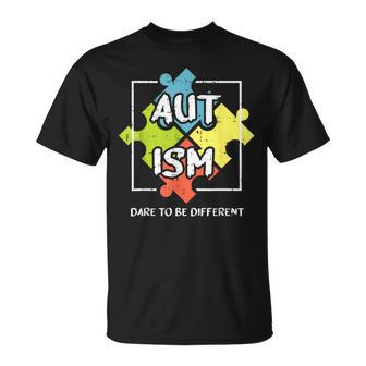 Dare To Be Different Autism Awareness Cute Puzzle T-Shirt - Monsterry AU