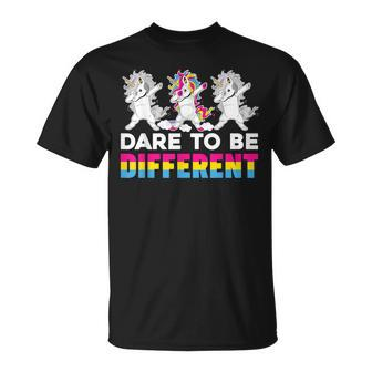 Dare To Be Different Dabbing Unicorn Pansexual Lgbt Pride T-Shirt - Monsterry
