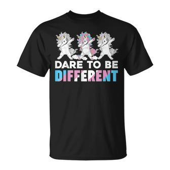 Dare To Be Different Dabbing Unicorn Transgender Lgbt Pride T-Shirt - Monsterry UK