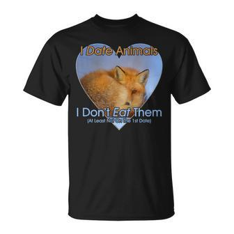 I Date Animals I Don't Eat Them Fox Vegan Vegetarian T-Shirt - Monsterry DE
