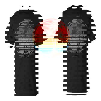 Deacaciones Sunset Palmeras Playa Retro Tropical Beach Camiseta unisex - Regaloses